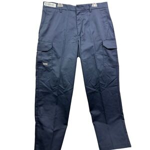 UniFirst SofTwill Mens 36x32 Navy Blue Cargo Pants Work Utility Uniform